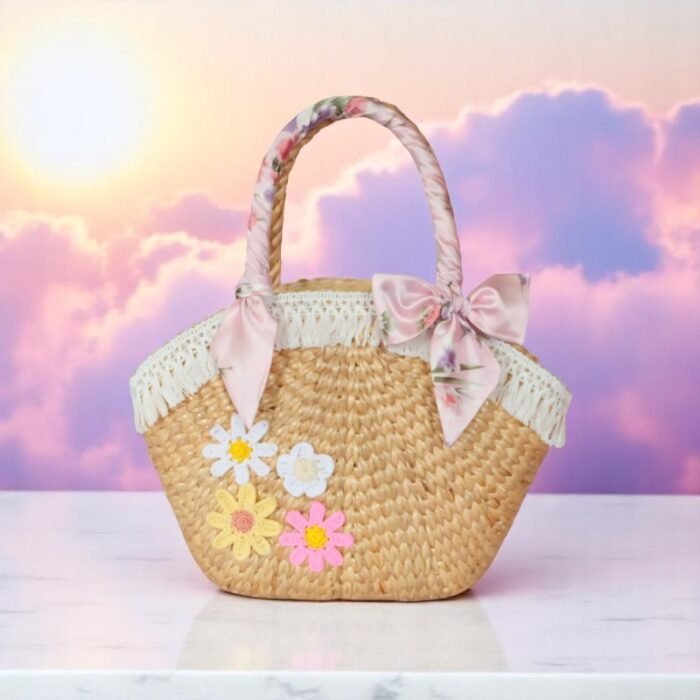 Phussadee Flower Embroidered Straw Holiday Bag Eco-Friendly Handmade Tote