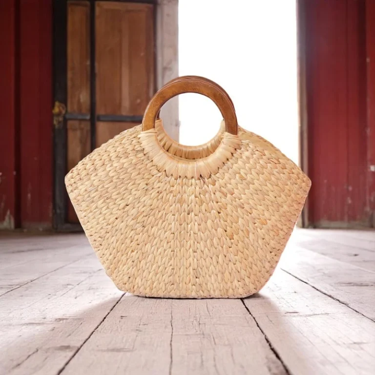 Piyanan Natural Straw Wooden Handbag Handmade Eco-Friendly Woven Purse