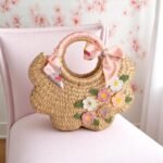 Phromthong Scalloped Straw Holiday Bag Handmade Eco-Friendly Tote
