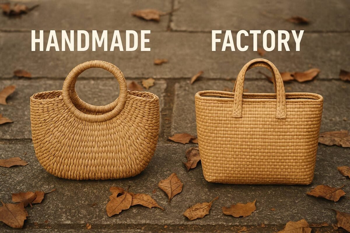 Comparison of handmade and factory straw bags