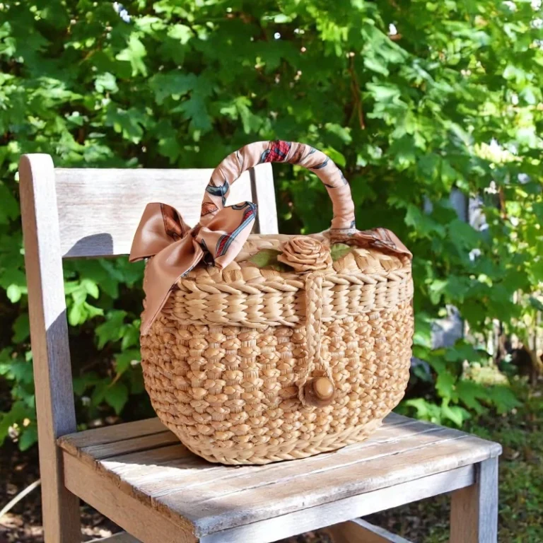Ketsuda Straw Floral Handle Basket Bag