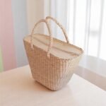 Tall Box Straw Bag With Zip