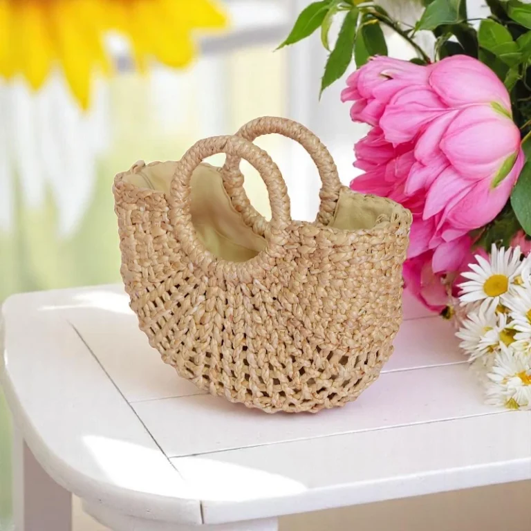 Panadda Straw Half Moon Tote Bag