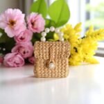 Mini water hyacinth handbag with pearl handle
