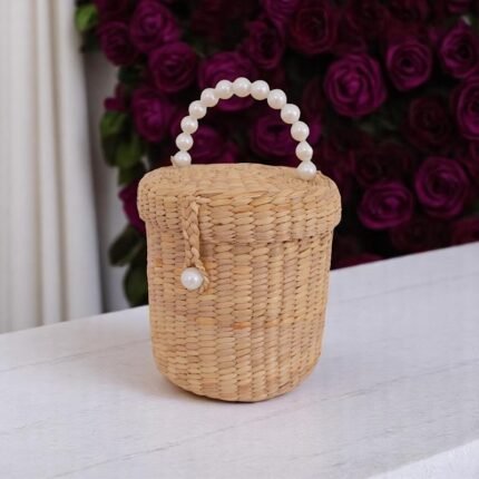 Ketsara Pearl Handle Straw Canister Bag