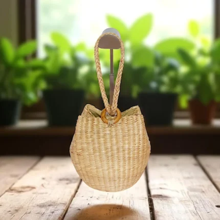 Kamonwan Straw Sculpted Bucket Purse