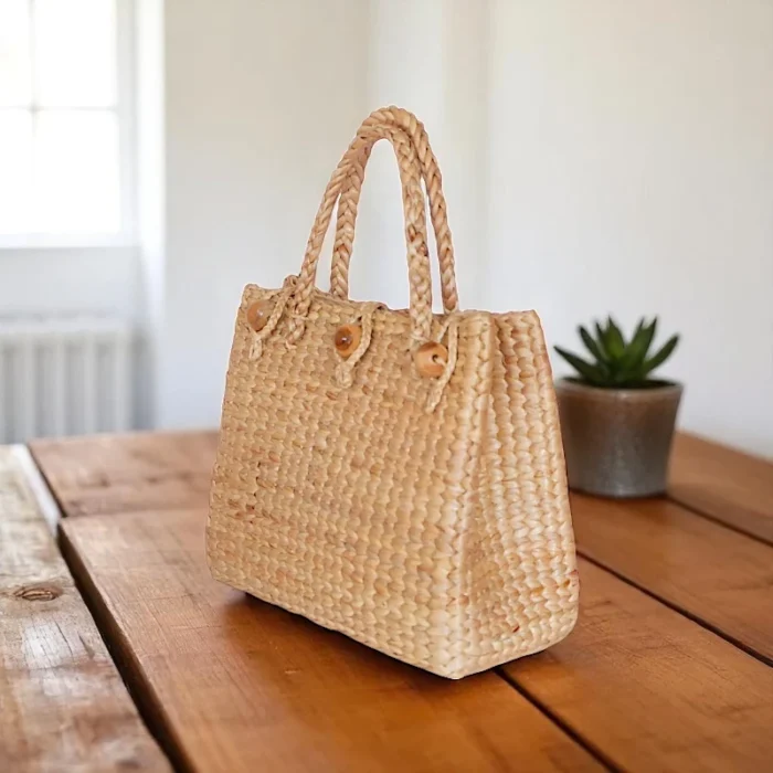 Tassika Straw Retro Button Satchel - Image 1