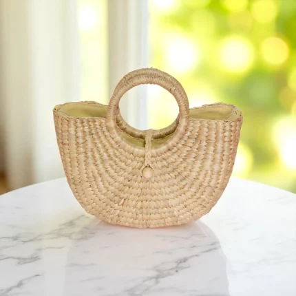 Thanyarat Straw Fan Handle Handbag