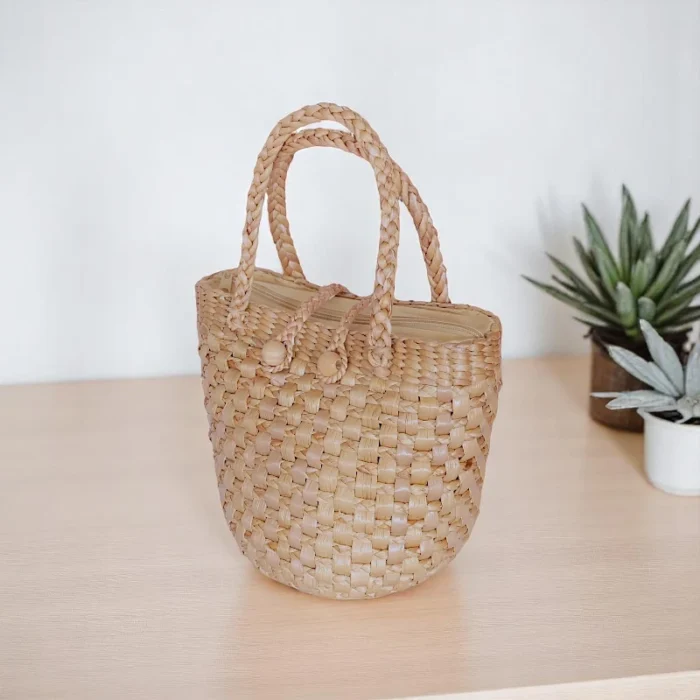 Darunee Straw Woven Bucket Purse - Image 1