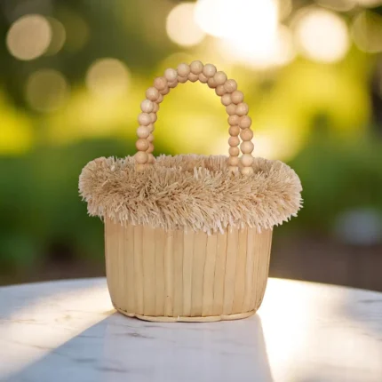 Jiranan Straw Fringe Handle Purse