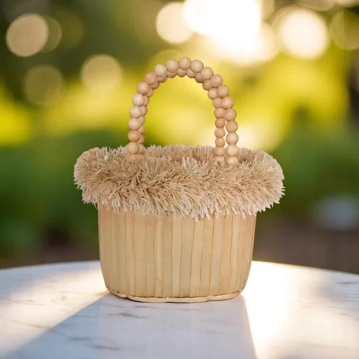 Jiranan Straw Fringe Handle Purse - Image 1