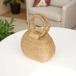 Phanumas Straw Round Handle Purse