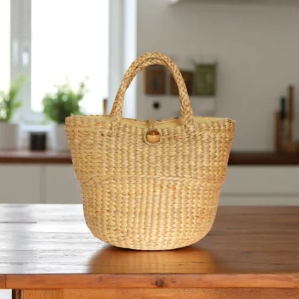 Niramol Straw Wooden Button Tote