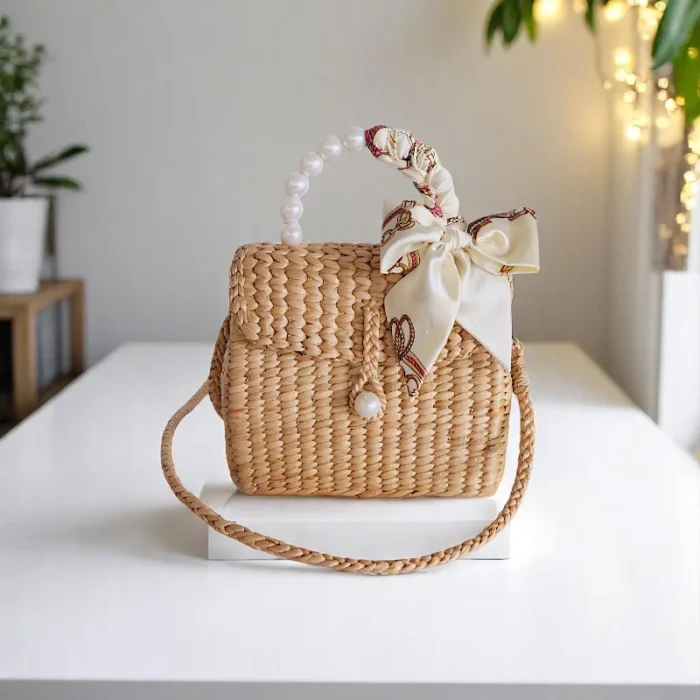 Sasithida Straw Pearl Wedding Crossbody - Image 1