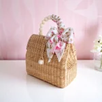 Chintana Straw Floral Bow Satchel