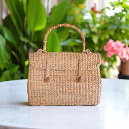 Natnicha Straw Bamboo Handle Bag