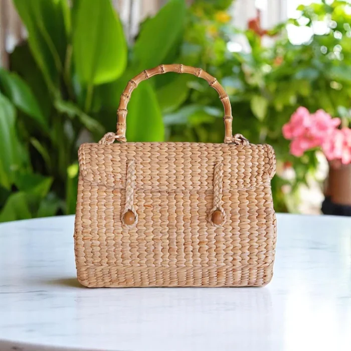 Natnicha Straw Bamboo Handle Bag - Image 1